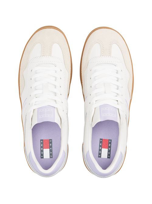 Sneaker ecrù e lilla in pelle Tommy Jeans | EN0EN028070LA